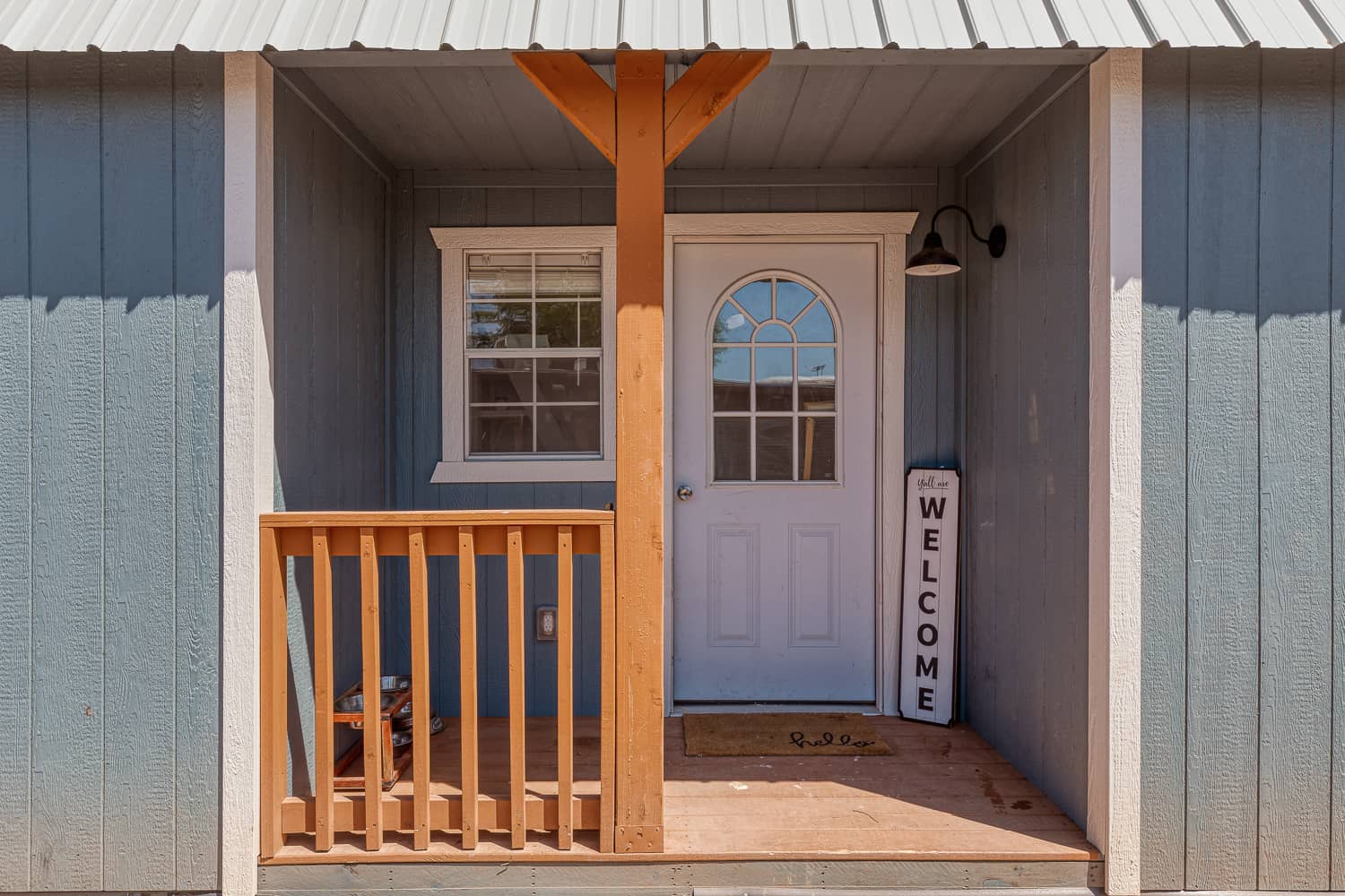 Group seating area inside a tiny home