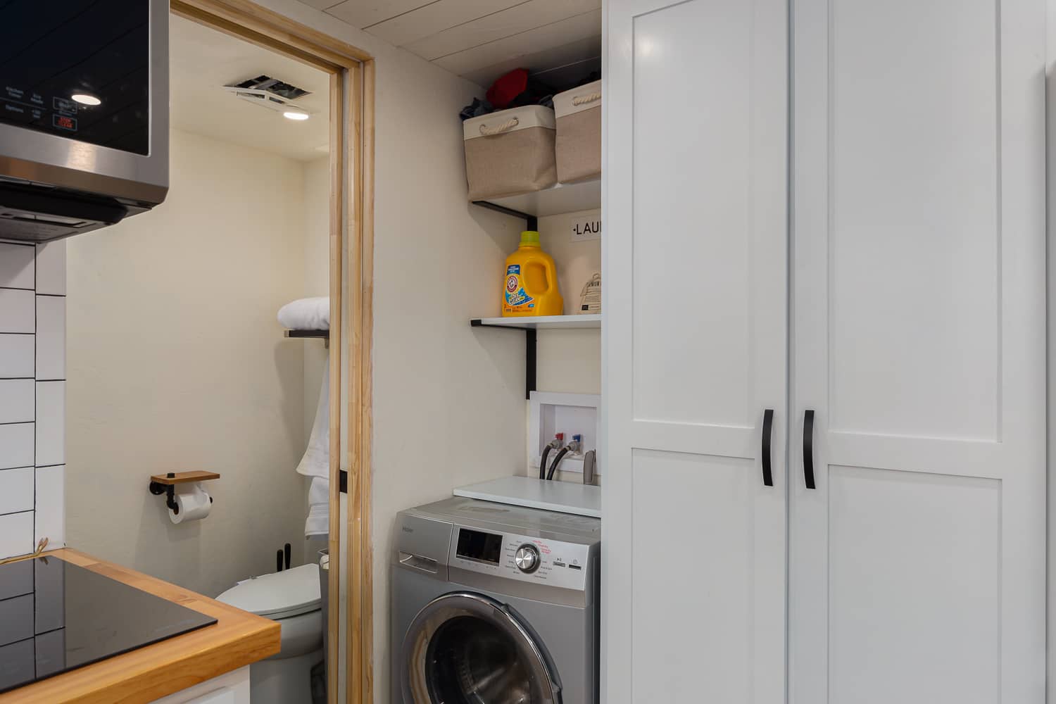 Utility area inside a custom tiny home