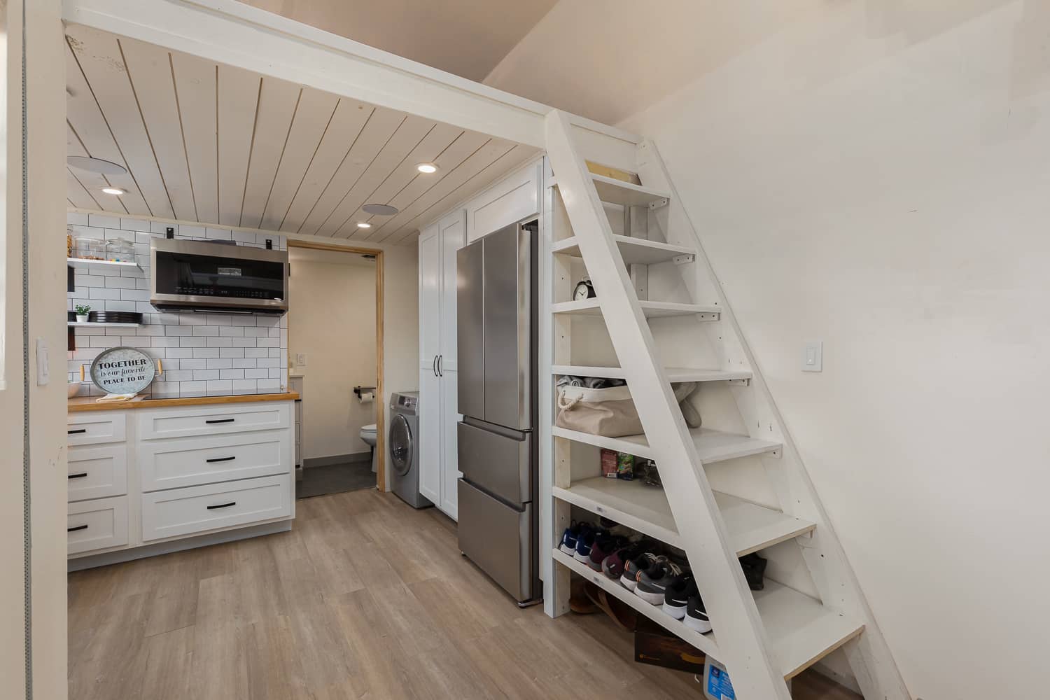 Open kitchen and living area in a WFM tiny home